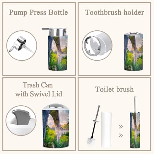 6 Piece Bathroom Accessories Set Glenfinnan Viaduct Decor