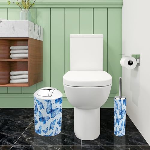 Boho Bathroom Accessory Set 6 Piece Blue Butterfly Design