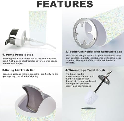 6 Piece Bathroom Accessories Set with White Chocolate Glaze Design