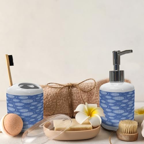 Ambesonne Winter Soap Dispenser Toothbrush Holder Set 2 Pcs