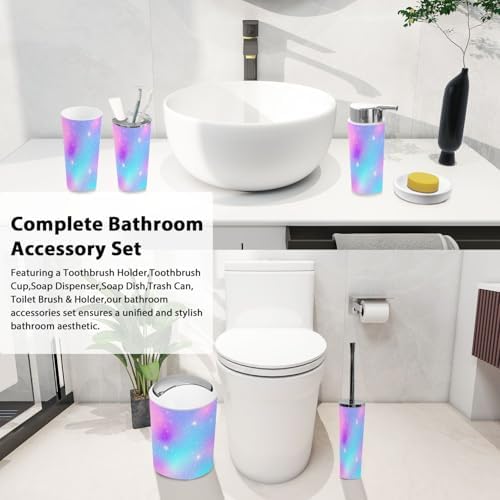Boho Holographic Bathroom Accessory Set 6 Piece 1