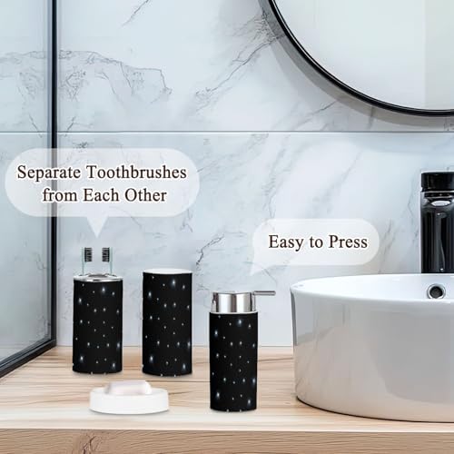 JBNJANKDAV 6 Pc Bathroom Accessories Set with Stars Galaxies Design