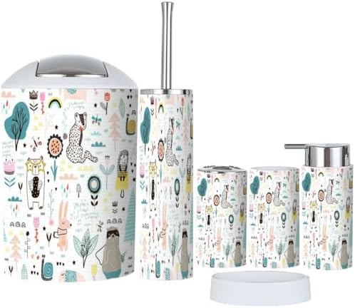 JBNJANKDAV 6 Pcs Bathroom Accessories Set with Decor