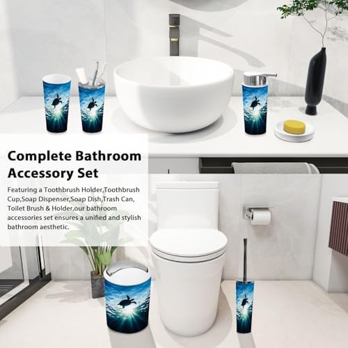 Boho Hawaiian Sea Turtle Bathroom Accessory Set 6 Piece