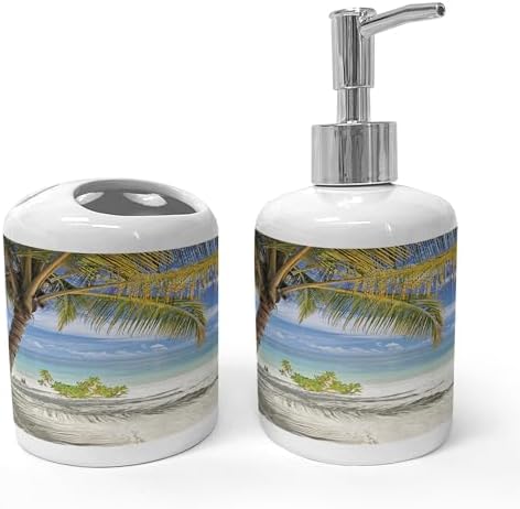 Ambesonne Ceramic Soap Toothbrush Holder Set