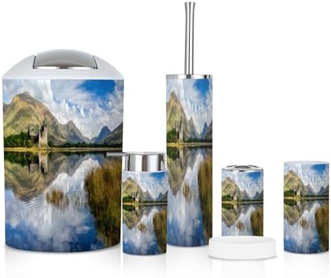 6-Piece Bathroom Accessories Set with Boho Decor