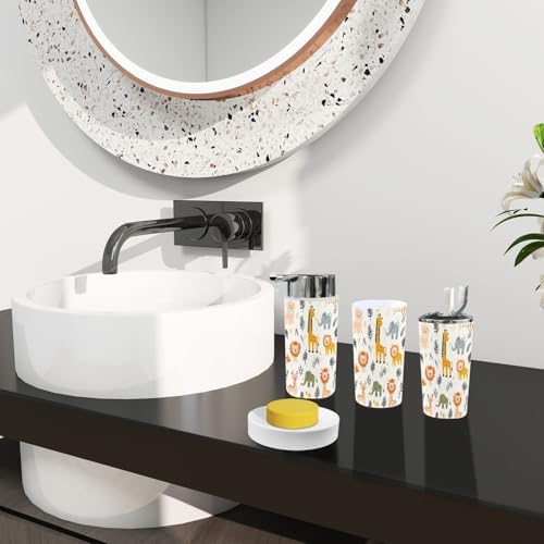 Boho Bathroom Accessory Set 6 Piece Wild Animals