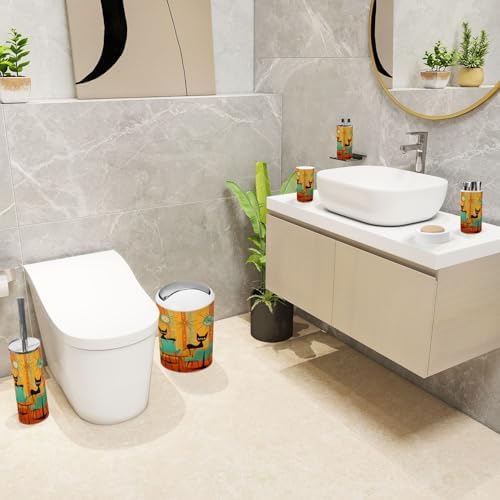 Retro Cats Bathroom Accessories Set 6 Piece 1