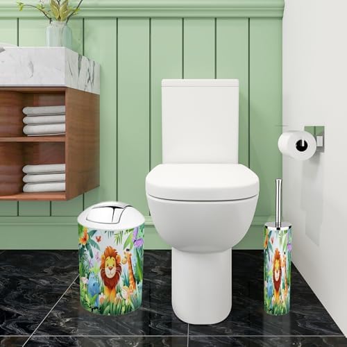 Bathroom Accessory Set 6 Piece for Kids Jungle Animals