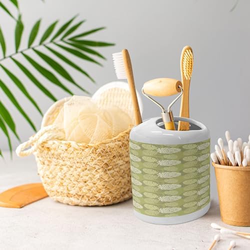Ambesonne Ceramic Soap Dispenser Toothbrush Holder Set 2 Pcs Jungle Forest Design