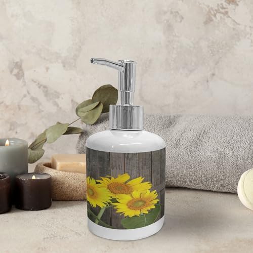 Ambesonne Ceramic Soap Dispenser Toothbrush Holder Set