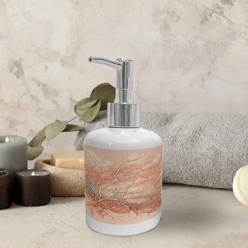 Ambesonne Peach Soap Dispenser Toothbrush Holder Set 2 Pcs