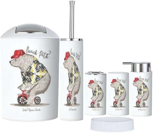 Bathroom Accessories Set 6 Pcs Bicycling Bear Style