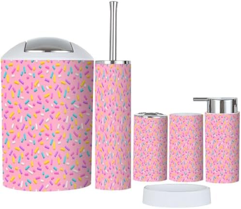 Seamless Pink Bathroom Accessories Set 6 Pcs
