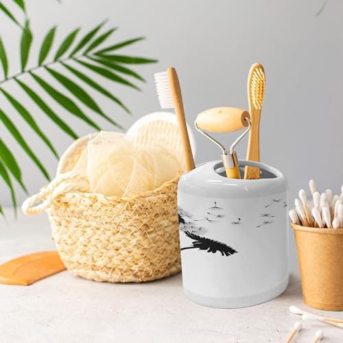 Ambesonne Flower Soap Dispenser and Toothbrush Holder Set 2 Pcs