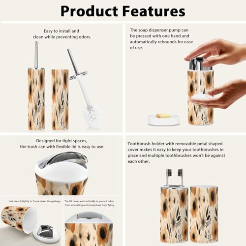 Boho Ikat Bathroom Accessory Set 6 Piece