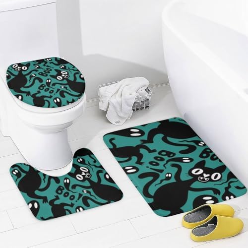 Kuizee Halloween Animals Shower Curtain Set 4 Pieces