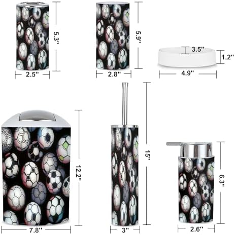 6 Piece Boho Bathroom Accessories Set with Soccer Ball Design