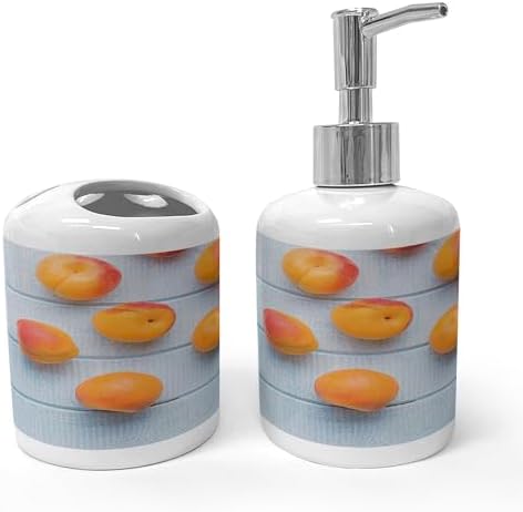 Ambesonne Fruit Soap Dispenser Toothbrush Holder Set