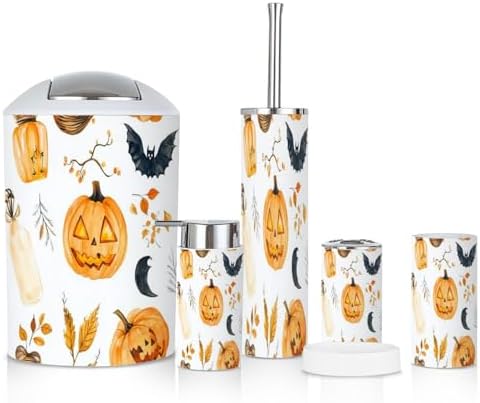 6 Piece Bathroom Accessories Set for Halloween and Thanksgiving