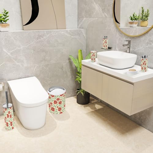 6 Piece Boho Bathroom Accessories Set with Flowers Abstract Design
