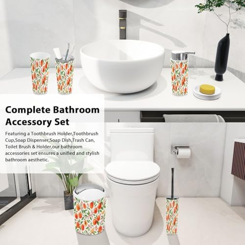 Boho Bathroom Accessory Set 6 Piece Tropic Style