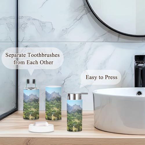 6 Piece Bathroom Accessories Set with Boho Decor 1