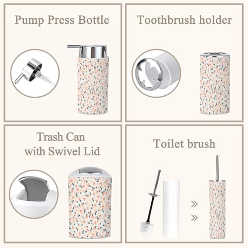 6-Piece Boho Bathroom Accessories Set with Floral Design
