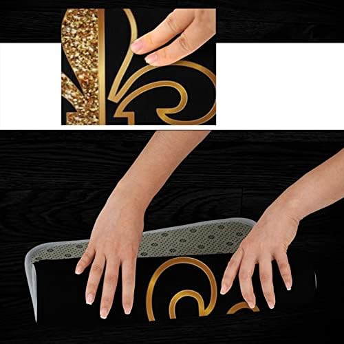 PuseTaer Fleur De Lis Golden Glitter Doormat 18x30 Inch