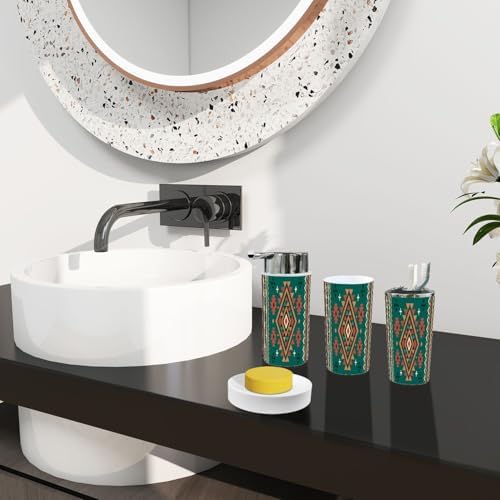 Boho Bathroom Accessory Set 6 Piece Modern Navajo Design