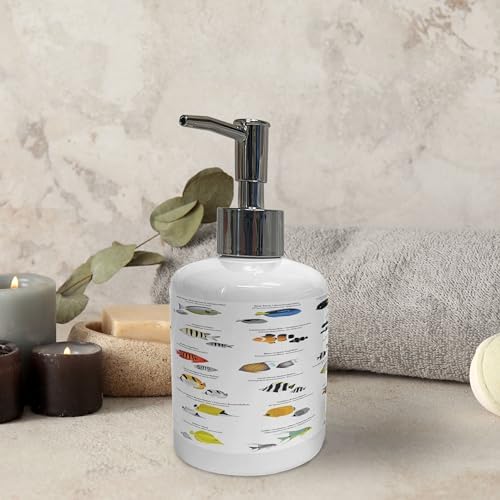 Ambesonne Ocean Fish Soap Dispenser Toothbrush Holder Set 1