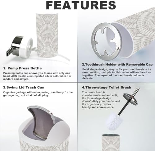 6 Pcs Modern Bathroom Accessories Set with Geometrical Design