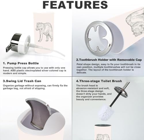 Sketch Bear Bathroom Accessories Set 6 Pcs
