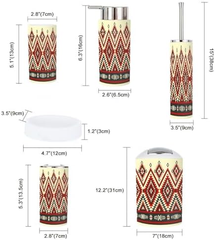 Boho Bathroom Accessory Set 6 Piece Native American Design