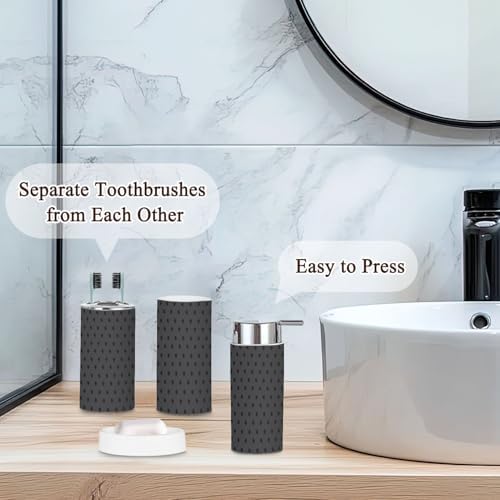 Modern Bathroom Accessories Set 6 Pcs Black White