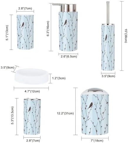Bathroom Accessories Set 6 Pcs Durable Modern Organize