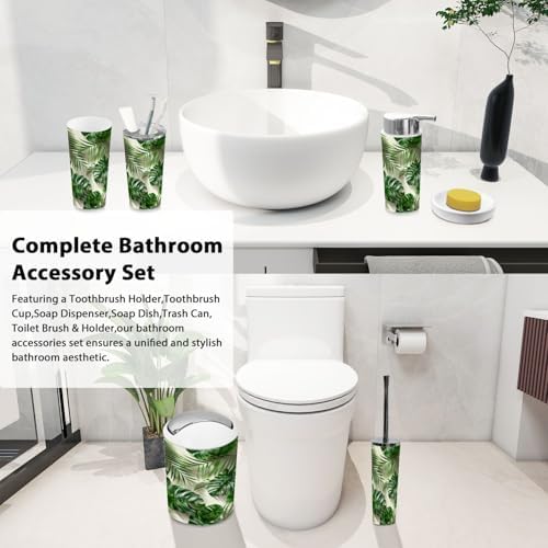 Boho Tropical Bathroom Accessory Set 6 Piece 1