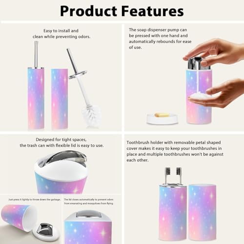Boho Rainbow Bathroom Accessory Set 6 Piece