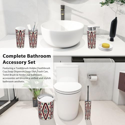 TRANQDEHOM Bathroom Accessory Set 6 Piece Boho Design