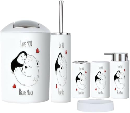 Bathroom Accessories Set 6 Pcs with Penguin and Bear Design