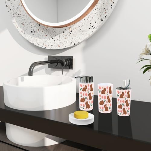 Boho Funny Capybara Bathroom Accessory Set 6 Piece