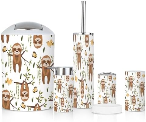6 Piece Bathroom Accessories Set Sloth Design