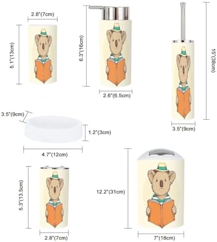 6 Pcs Cute Bathroom Accessories Set with Koala Hat and Reading Book