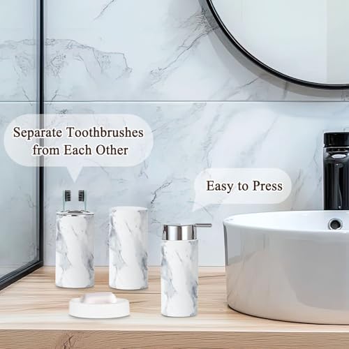 6 Piece Grey Marble Bathroom Accessories Set