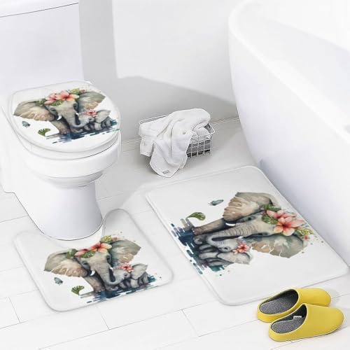 Kuizee 4 Piece Shower Curtain Set with Rugs and 12 Hooks 1