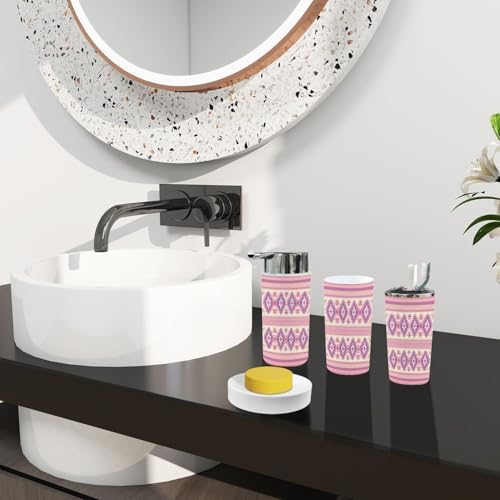 Boho Striped Bathroom Accessory Set 6 Piece