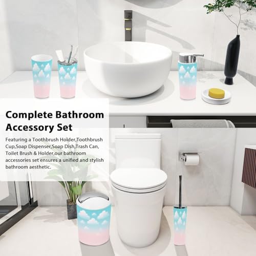 Boho Cloud Trash Can Toothbrush Holder Set