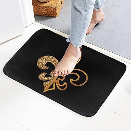 PuseTaer Fleur De Lis Golden Glitter Doormat 18x30 Inch