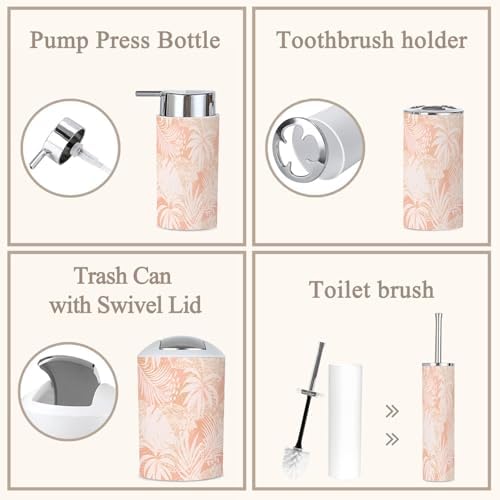 6-Piece Tropical Leaves Bathroom Accessories Set