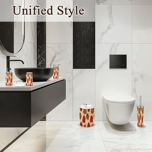6 Piece Boho Bathroom Accessories Set with Flowers Design